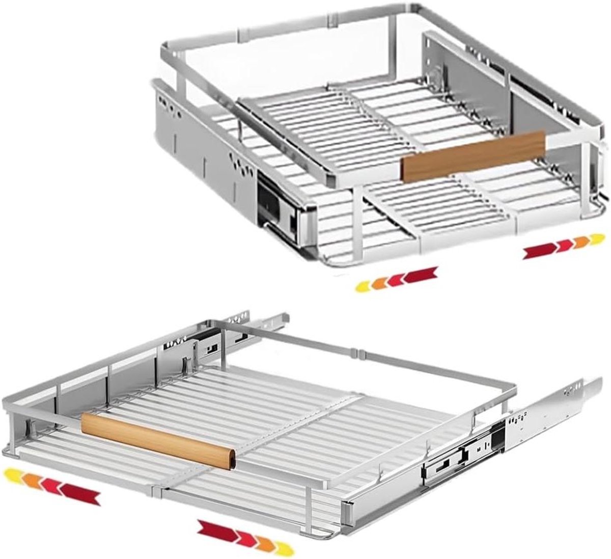 Kast Organizer - Uittrekbare Mand - Keuken Opbergen - Verstelbare Breedte - 2 stuks - Chroom