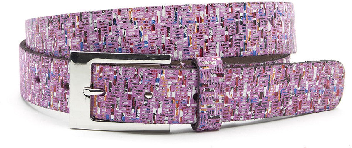 Dames ceintuur roze tweed - 3 cm breed - Leer - Jeans riem - Casual - Maat 100