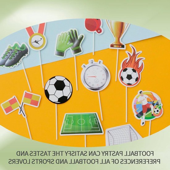 Voetbal Taartdecoratie, 20 Stuks, Versieringen voor Jongens Verjaardag, Sportthema Feestdecoraties en Taartaccessoires — afbeelding 3