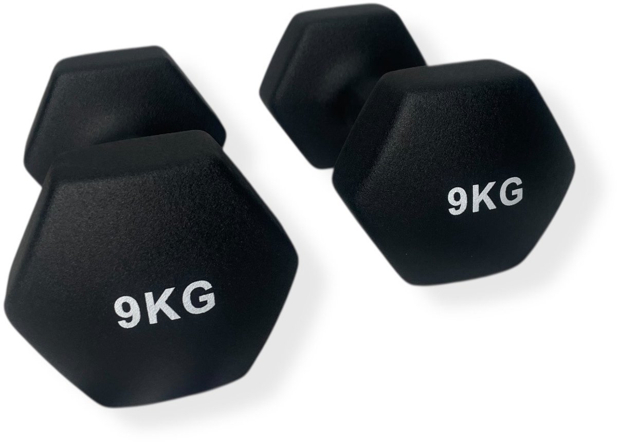 Padisport - Dumbells 9 Kg - Halter - Gewichten Set Halters - Gewichten 9 Kg - Zwarte - Gewichten