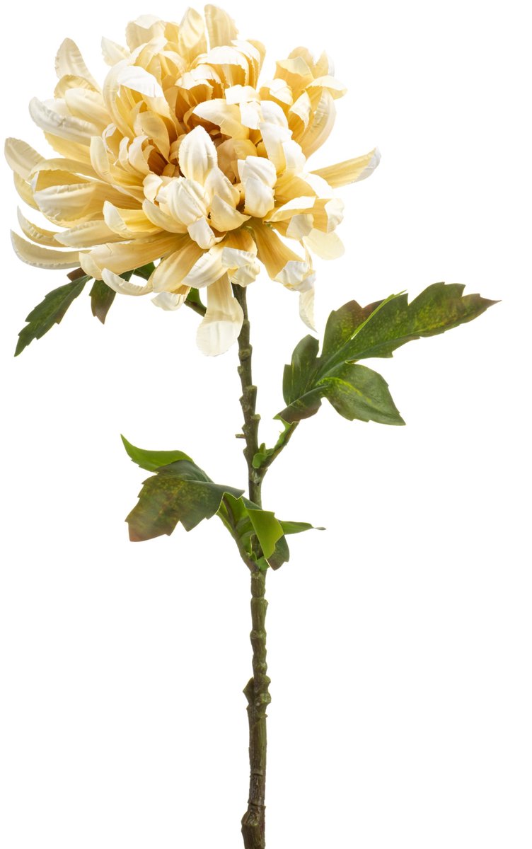 Kunstbloem Chrysant - Kunststof/Metaal/Polyester - Creme - 60 cm - Levensechte Interieur Decoratie