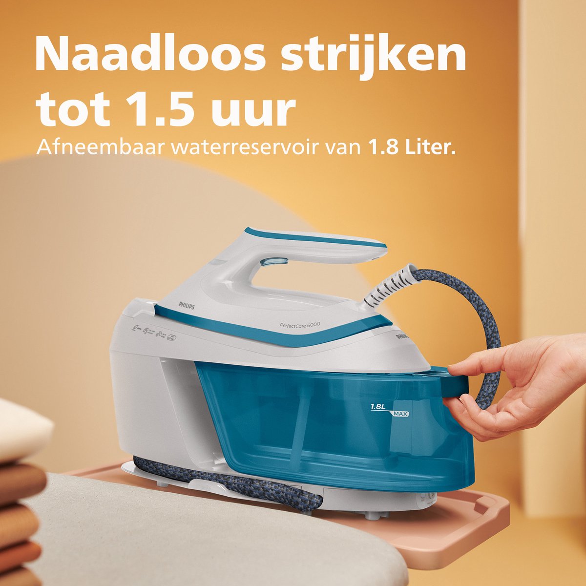 Philips Stoomstrijkijzer met Stoomgenerator PSG6022/20 - Met Station - Hoge Stoomstoot - Verticaal Strijken – Automatische Uitschakeling - Groot Reservoir - Blauw — afbeelding 7