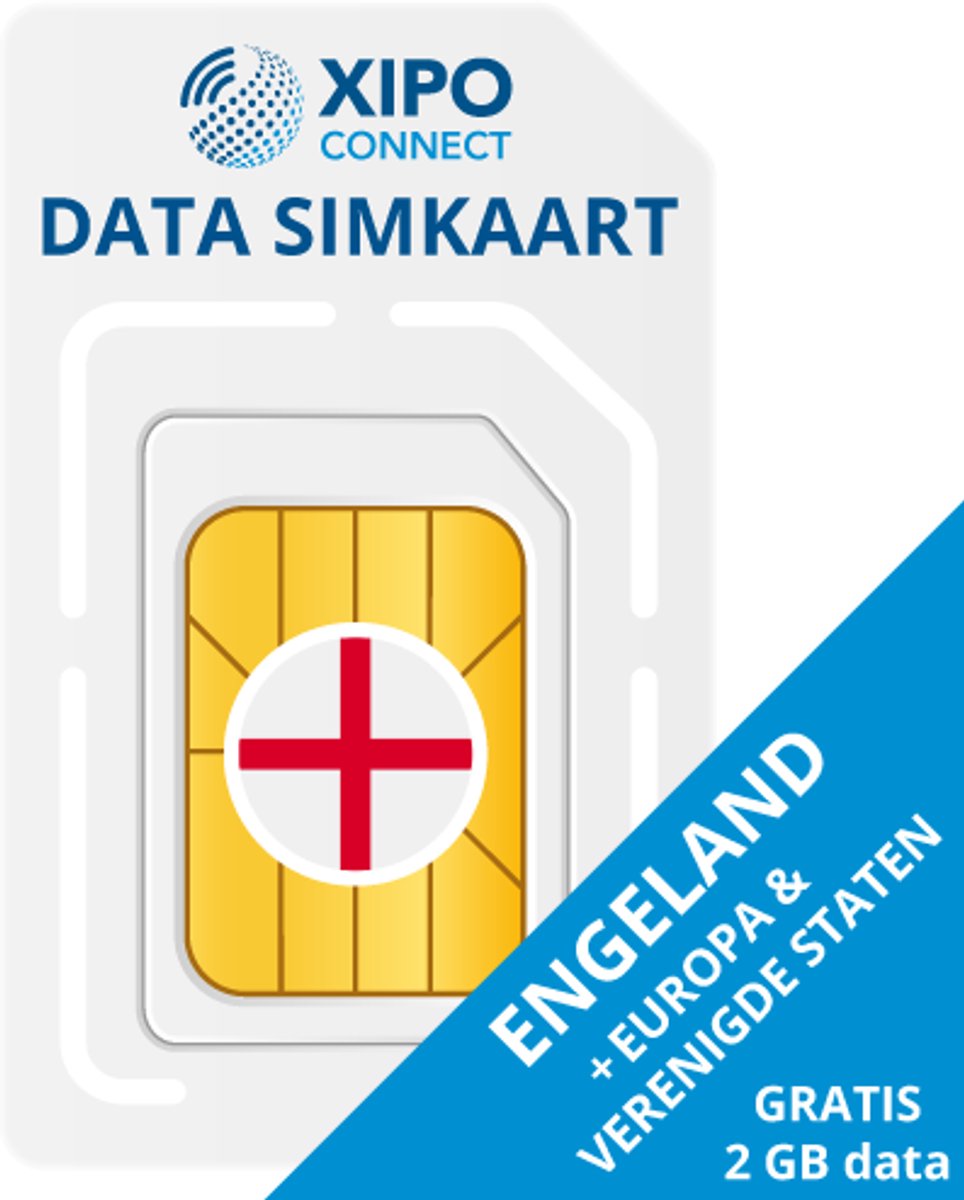 XIPO CONNECT - Data Simkaart Engeland + 2GB Data - 365 Dagen geldig