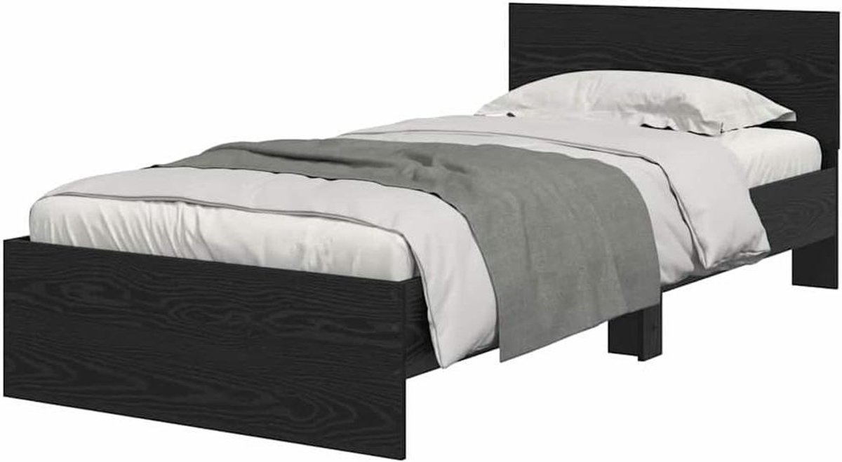Bedframe met hoofdeinde - Bedframe Houten bed - Slaapkamer inrichten - Dynamische LED-verlichting - 90 x 200 cm - Zwart eiken