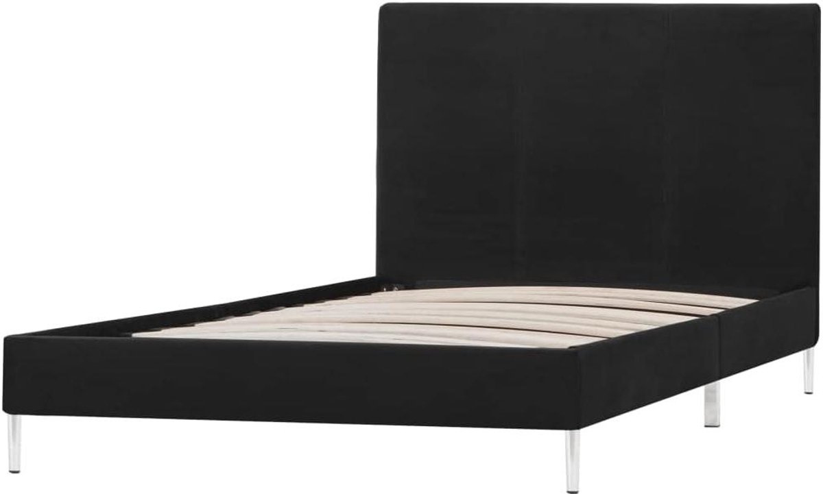 Bedframe - Bedbodem Frame - Slaapkamer Inrichten - Duurzaam Hout en Ijzer - 90x200 cm - Zwart