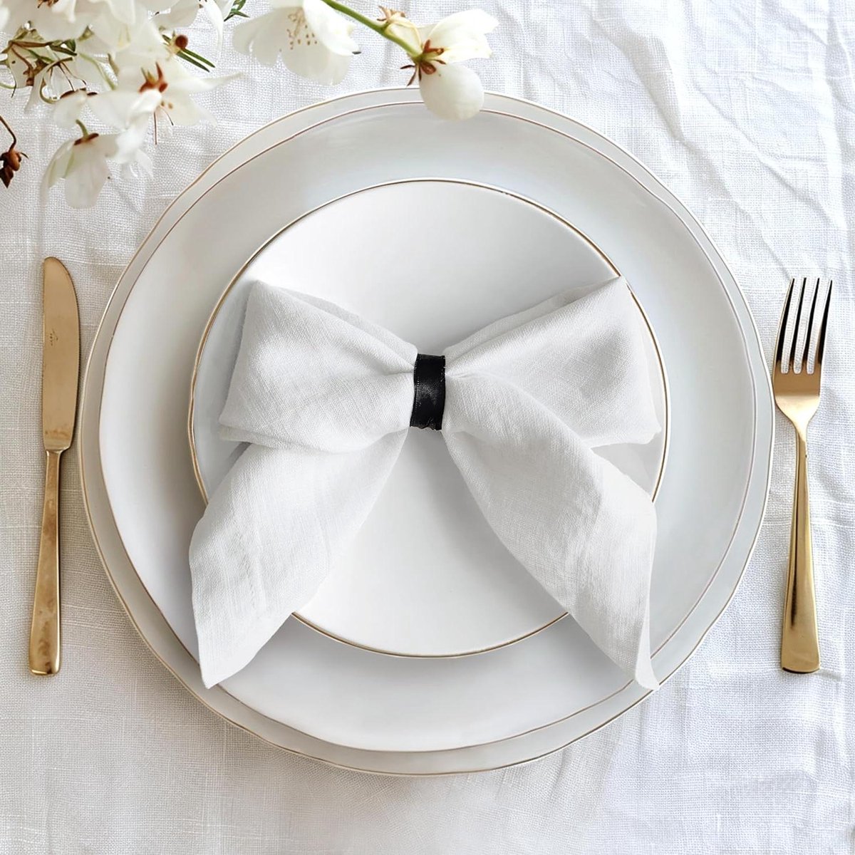 Linnen Servetten - Stoffen Servetten - Tafel Dekken - Steen Gewassen - 38 x 38 cm - Wit