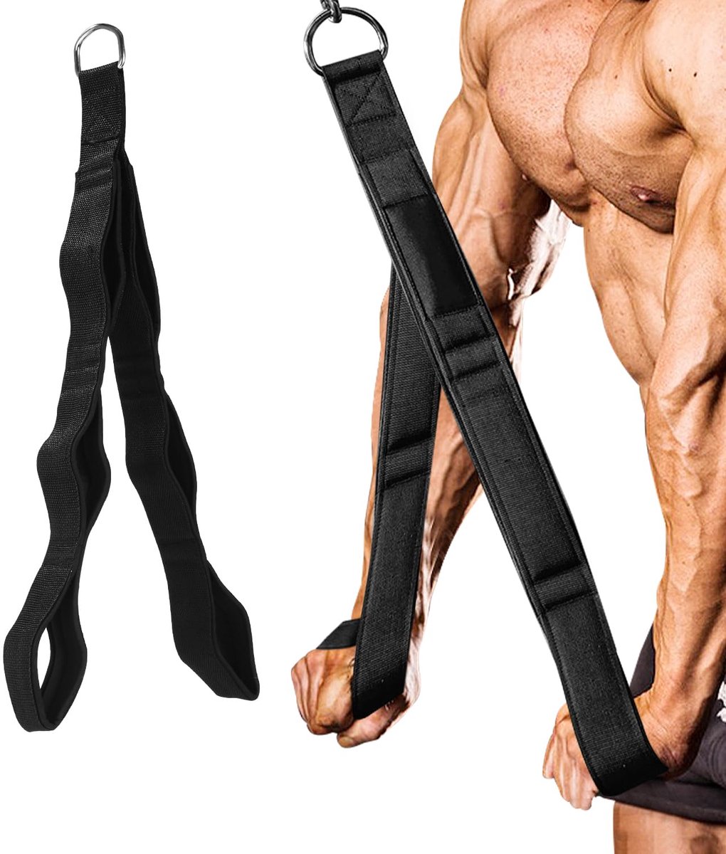 carmdering - Tricepskoord - kabelaccessoire voor push-down, crunches, facepulls - professioneel fitnessapparatuur - zwart