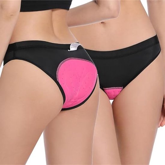 3D-gevoerde onderbroek voor dames - geschikt voor fietsen, paardrijden, en als gewatteerde fietsbroek met ademend - ergonomisch ontwerp - Paars - XL — afbeelding 3