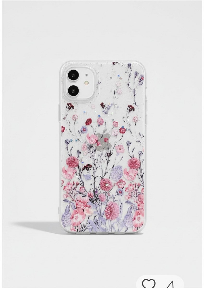 Iphone hoesje - gedrukte bloemen - paars/roze - Iphone 14