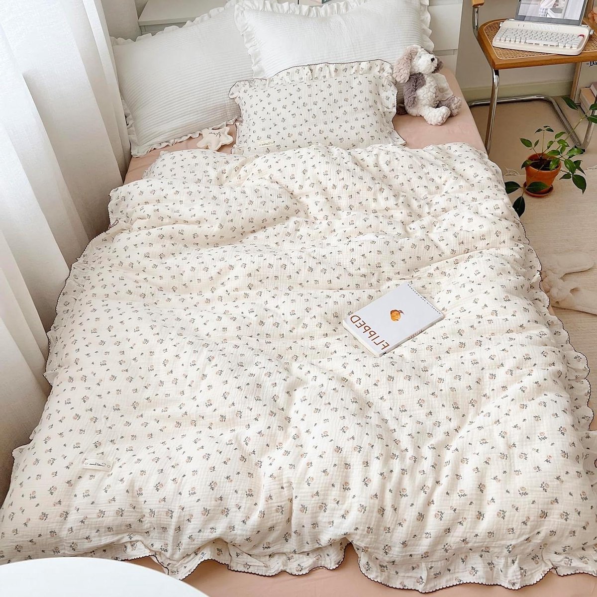 Baby Dekbedovertrek - Peuter Beddengoed - Comfortabel Slapen - Dubbellaags Katoen Gaas - 150 x 199 cm - Roze