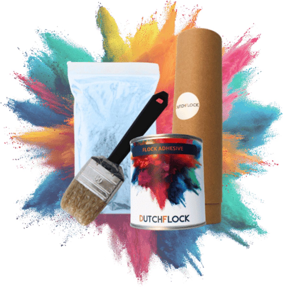 Flocking Kit Baby Blauw Mega | 800gr. flocking poeder - 1000ml flock lijm - applicator - kwast