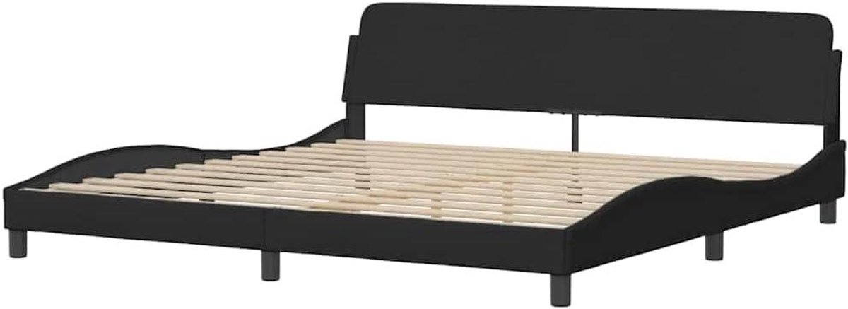 Bedframe met hoofdeinde - Bed met lattenbodem - Comfortabel slapen - Multiplex lattenbodem - 200 x 200 cm - Zwart
