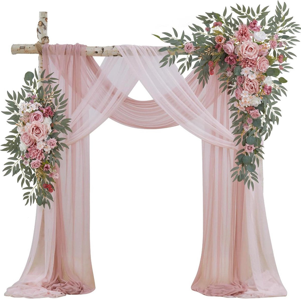 Bruiloft boog bloemen - Bloem decoratie set - Bruiloft versieren - Handgemaakt ontwerp - 4 stuks - Stoffige Roos