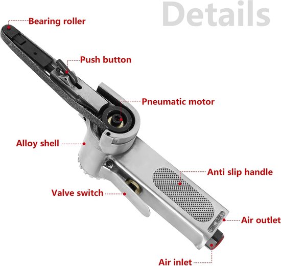 Mini Handmatige Haakse Slijper - Industri毛le Pneumatische Tool - Mini Lintschuurmachine - Geschikt voor Lassenplekken Slijpen - Braamverwijdering - Verkantingen en Coating Verwijdering van Merkloos	 — afbeelding 3