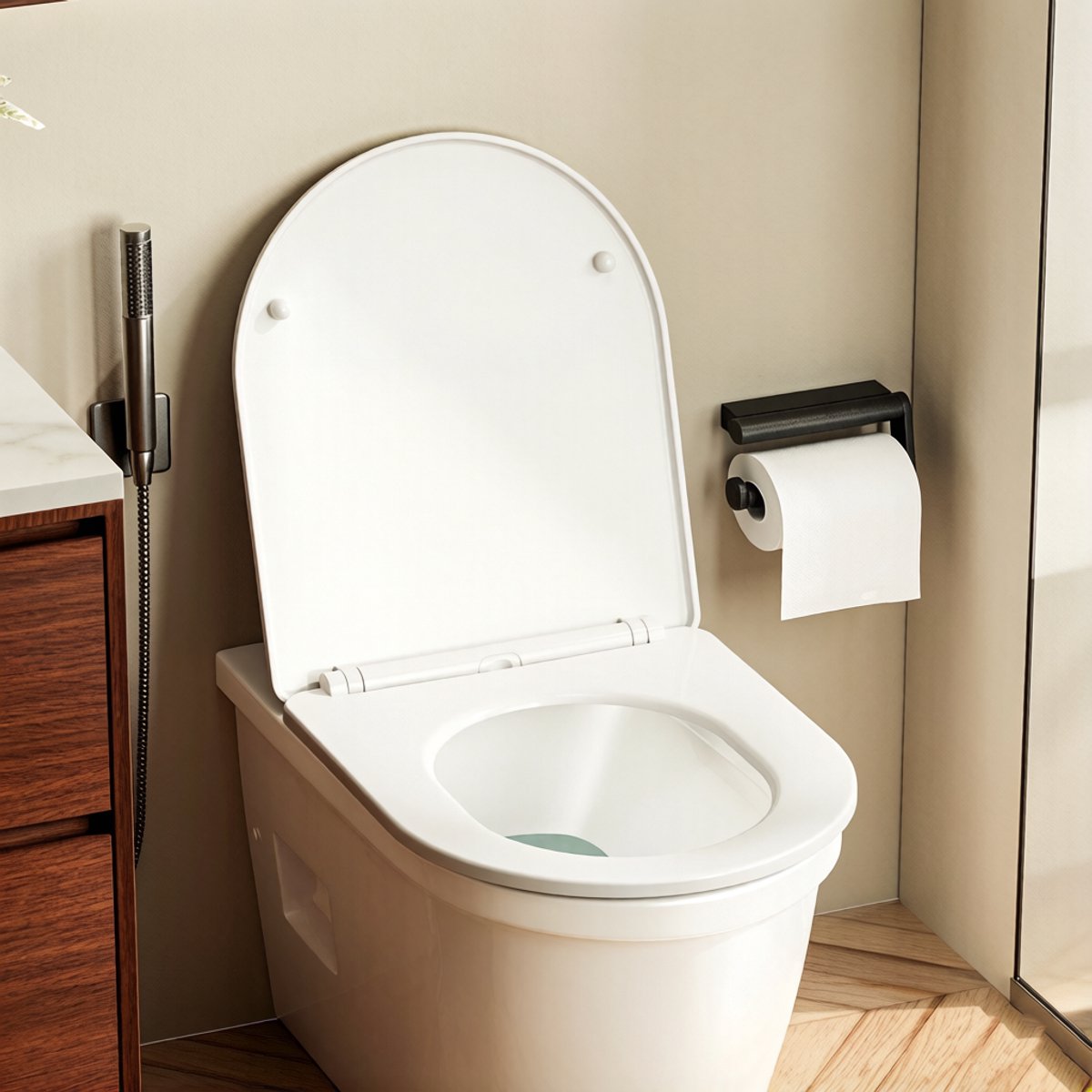 KUTAS WC bril - D-vorm - Thermoplast - Toiletbril met Deksel - Softclose & Afklikbaar - RVS Scharnieren - Belastbaar 250 kg - Wit