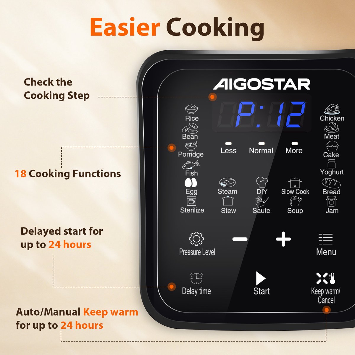 Aigostar Derrick Black - Pressure Multicooker thumbnail 4