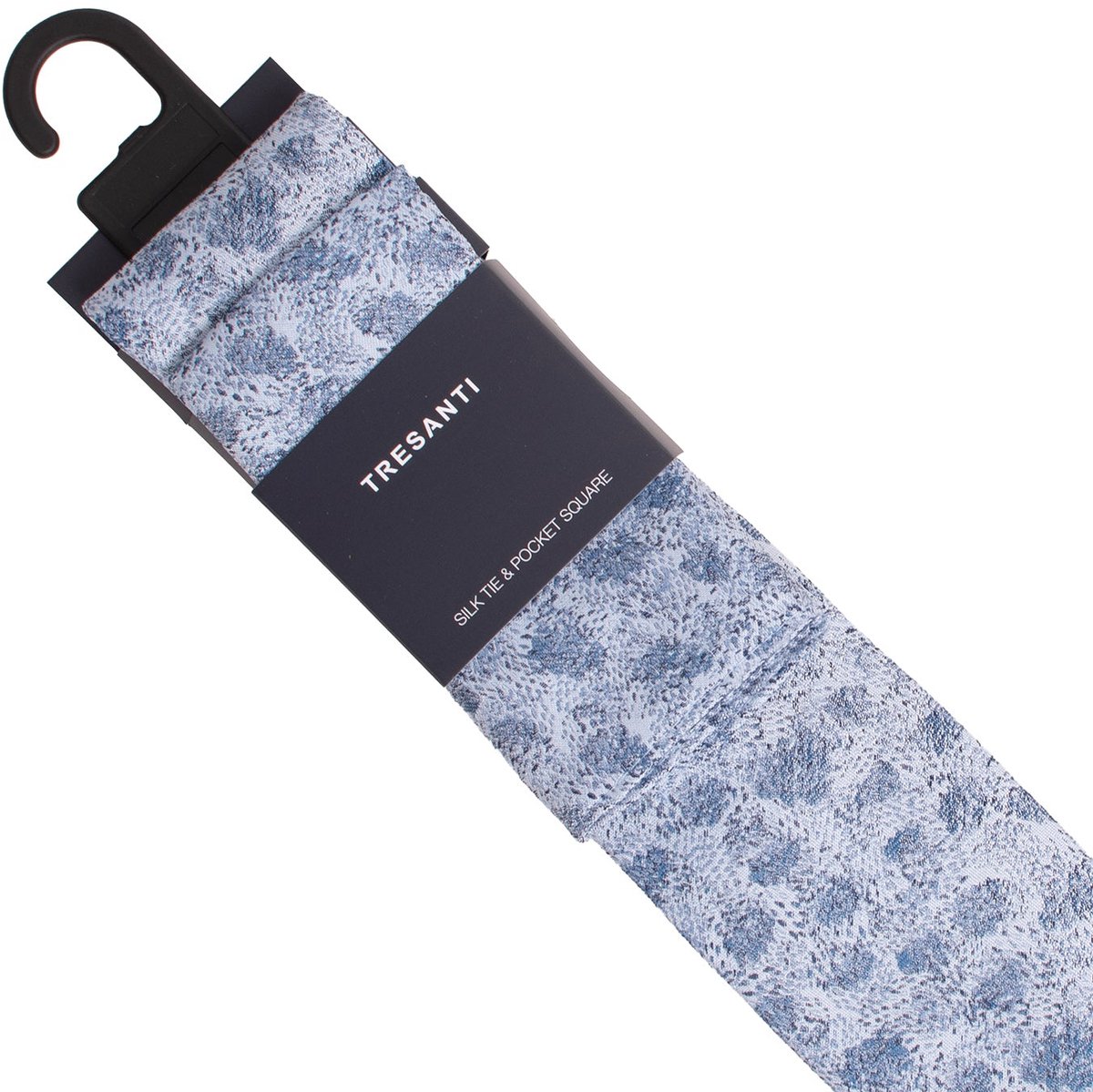 TRESANTI | GEREMIA | Silk tie & pocket square set featuring a wavy pattern | Blauw