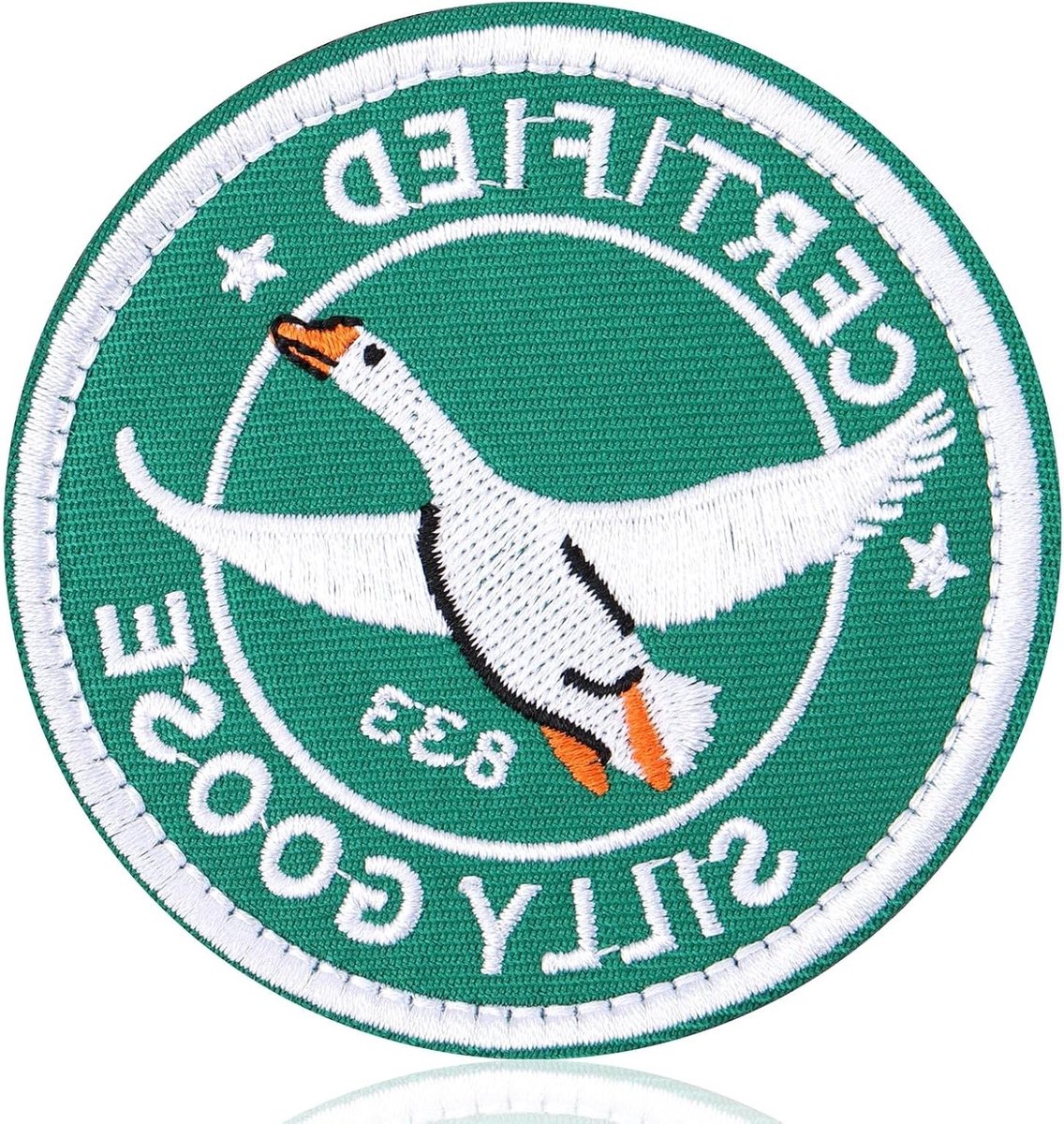 Leuke Gans Patch, 8cm Diameter Velcro, Geborduurd Herstelstof voor Rugzakken, Kleding en Hoeden, Dierlijke Accessoire