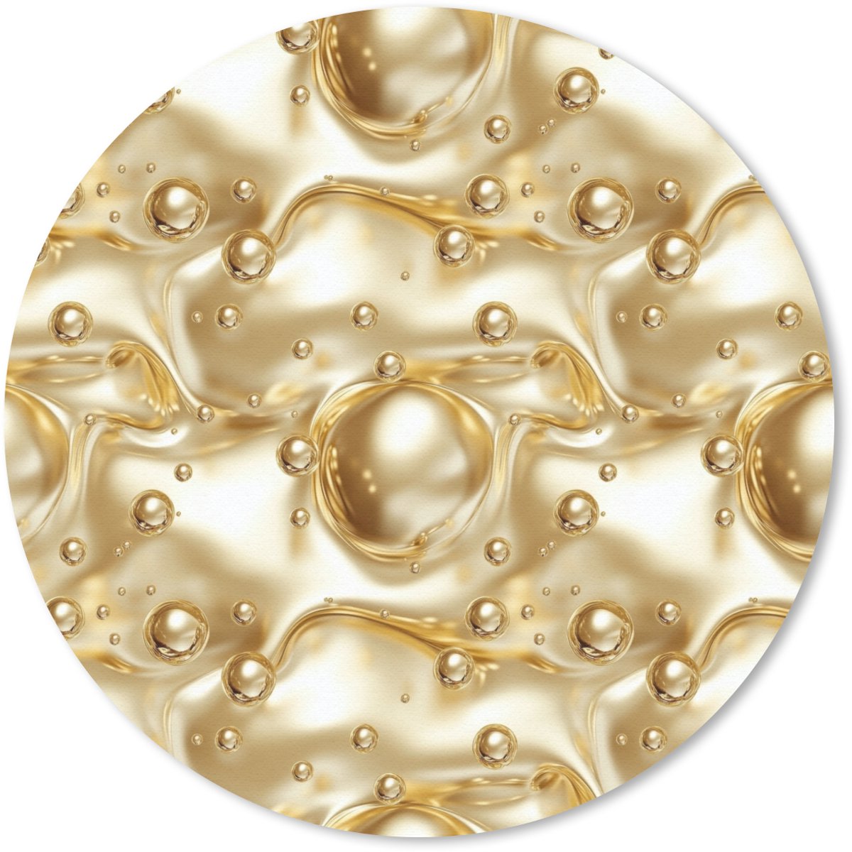 Muismat rond 40x40 cm - Mousepad Vloeibaar - Druppels - Goud - Ronde muismatten