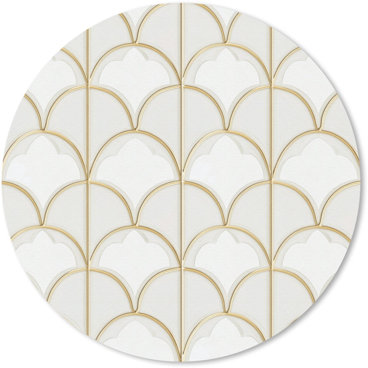 Muismat rond 40x40 cm - Mousepad Mozaïek - Bogen - Goud - Ronde muismatten
