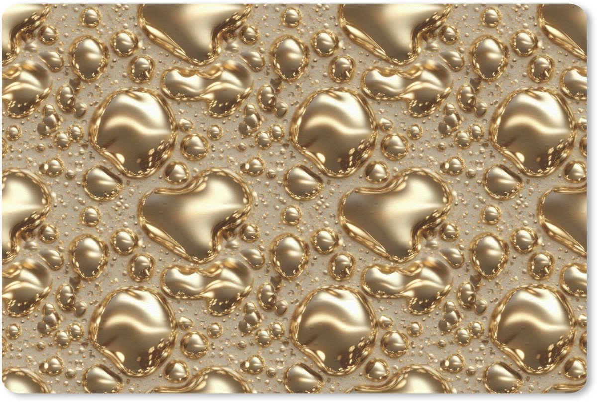 Muismat 13x8 cm - Mousepad Druppels - Organisch - Goud - Muismatten