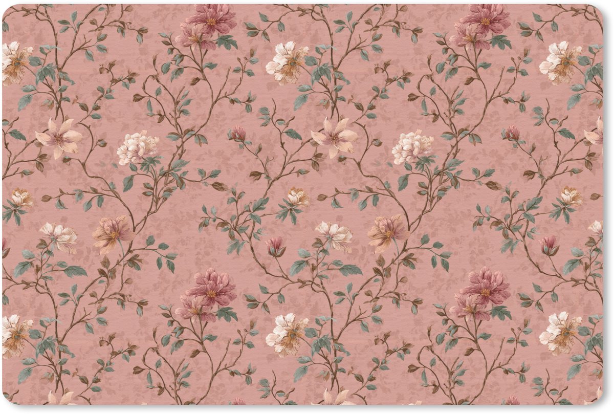 Muismat 13x8 cm - Mousepad Botanisch - Bloemen - Roze - Muismatten