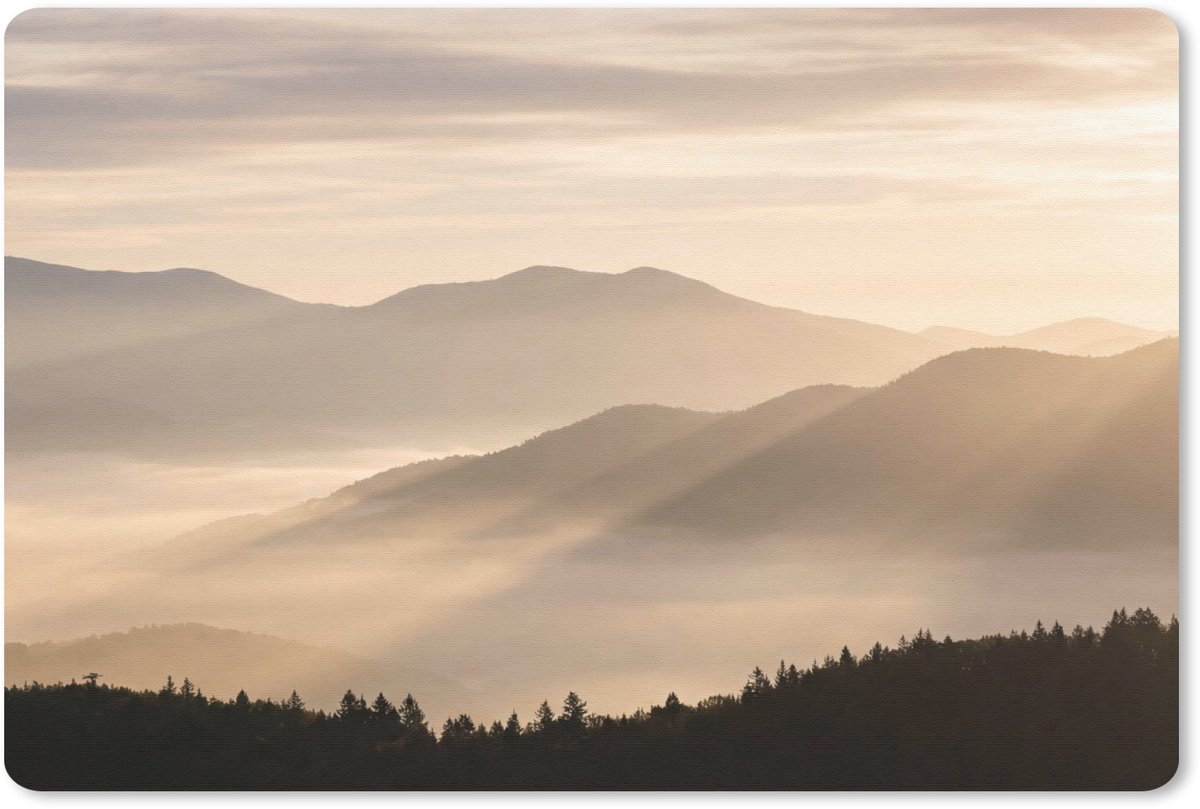 Muismat 13x8 cm - Mousepad Bergen - Mist - Zonnestralen - Muismatten