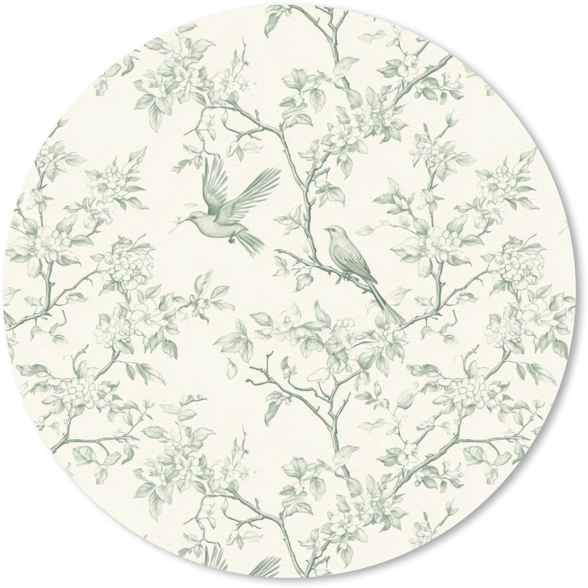 Muismat rond 20x20 cm - Mousepad Klassiek - Vogels - Groen - Ronde muismatten