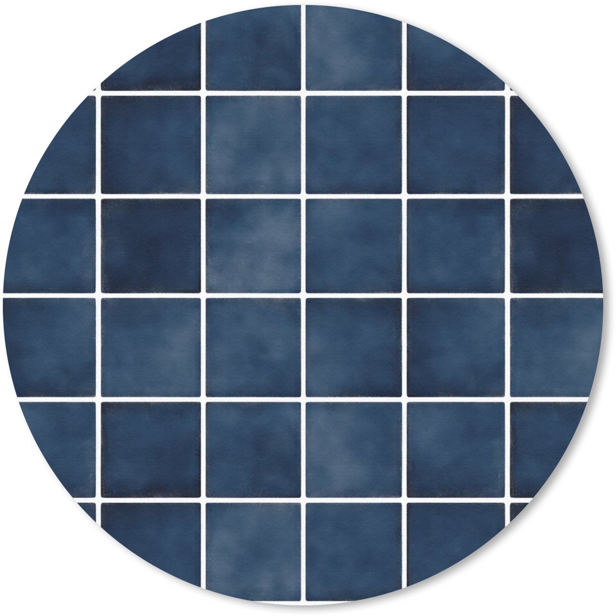 Muismat rond 20x20 cm - Mousepad Tegel - Modern - Blauw - Ronde muismatten