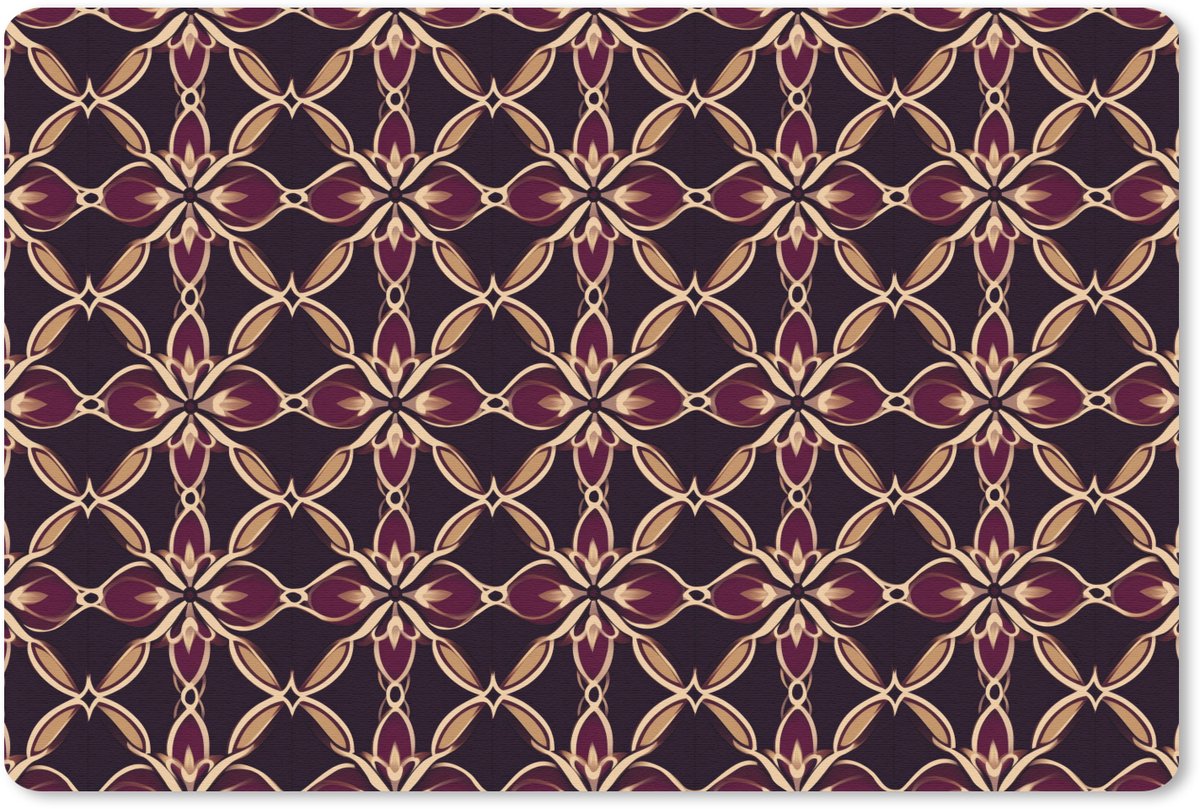 Muismat 13x8 cm - Mousepad Symmetrisch - Tegel - Burgundy - Muismatten
