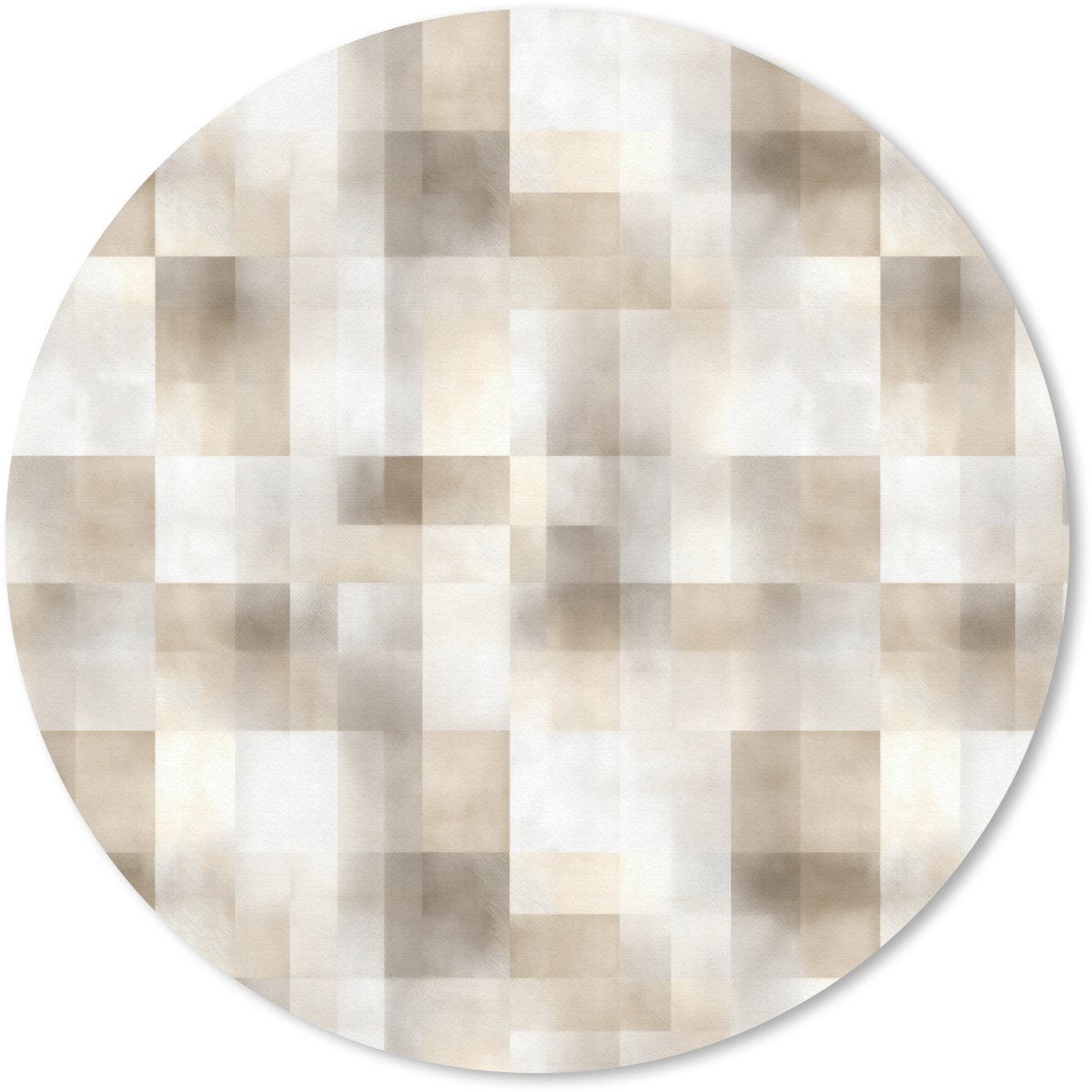Muismat rond 50x50 cm - Mousepad Textuur - Linnen - Beige - Ronde muismatten
