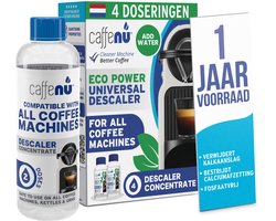 Caffenu Universele Ontkalker Koffiemachine - 2 x 200 ml - 4 Doseringen - Geschikt voor Nespresso, Dolce Gusto, Senseo en Philips - Zorgt voor Warmere Koffie, Betere Smaak en Langere Levensduur Koffiezetapparaat