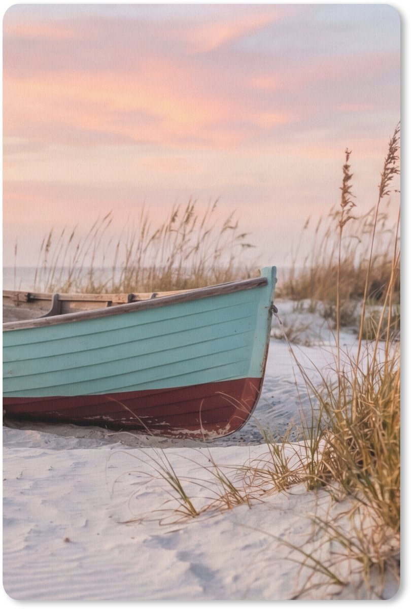 Muismat 13x20 cm - Mousepad Rustiek - Roeiboot - Zandstrand - Muismatten