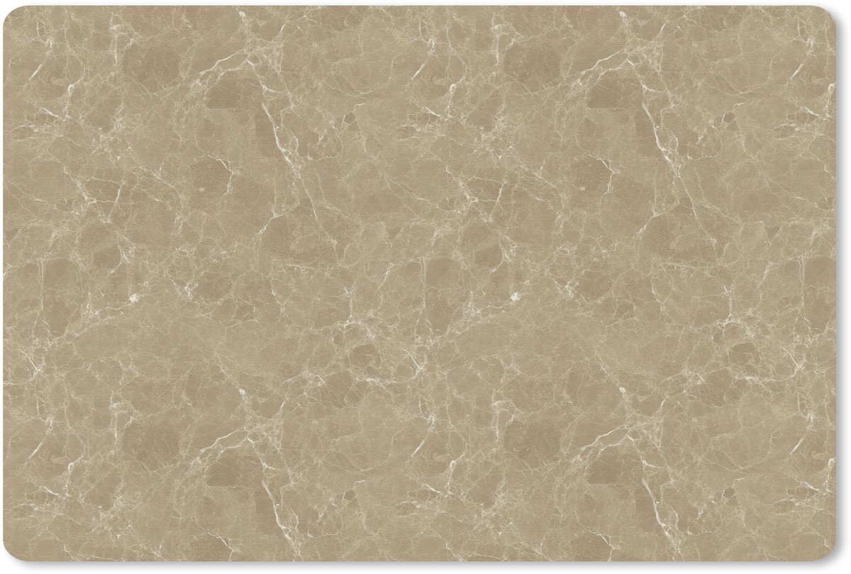 Muismat 13x8 cm - Mousepad Beige - Marmer print - Witte aders - Muismatten