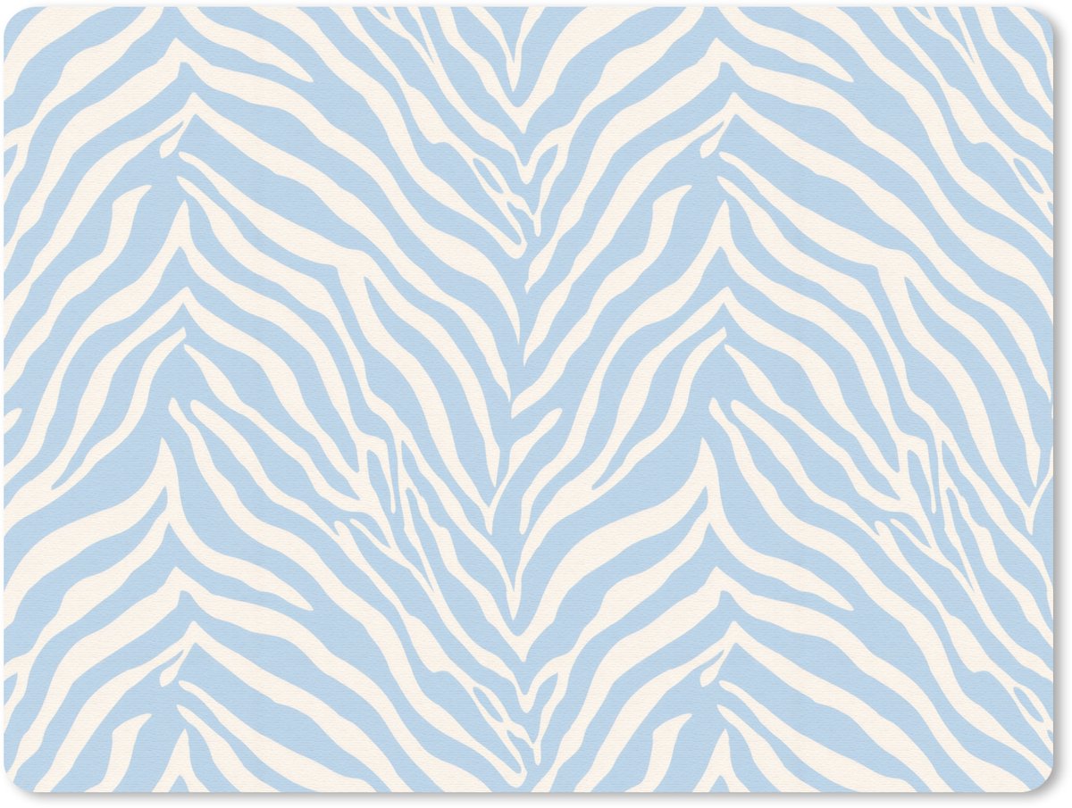 Muismat 12x10 cm - Mousepad Zebra - Motief - Blauw - Wit - Muismatten