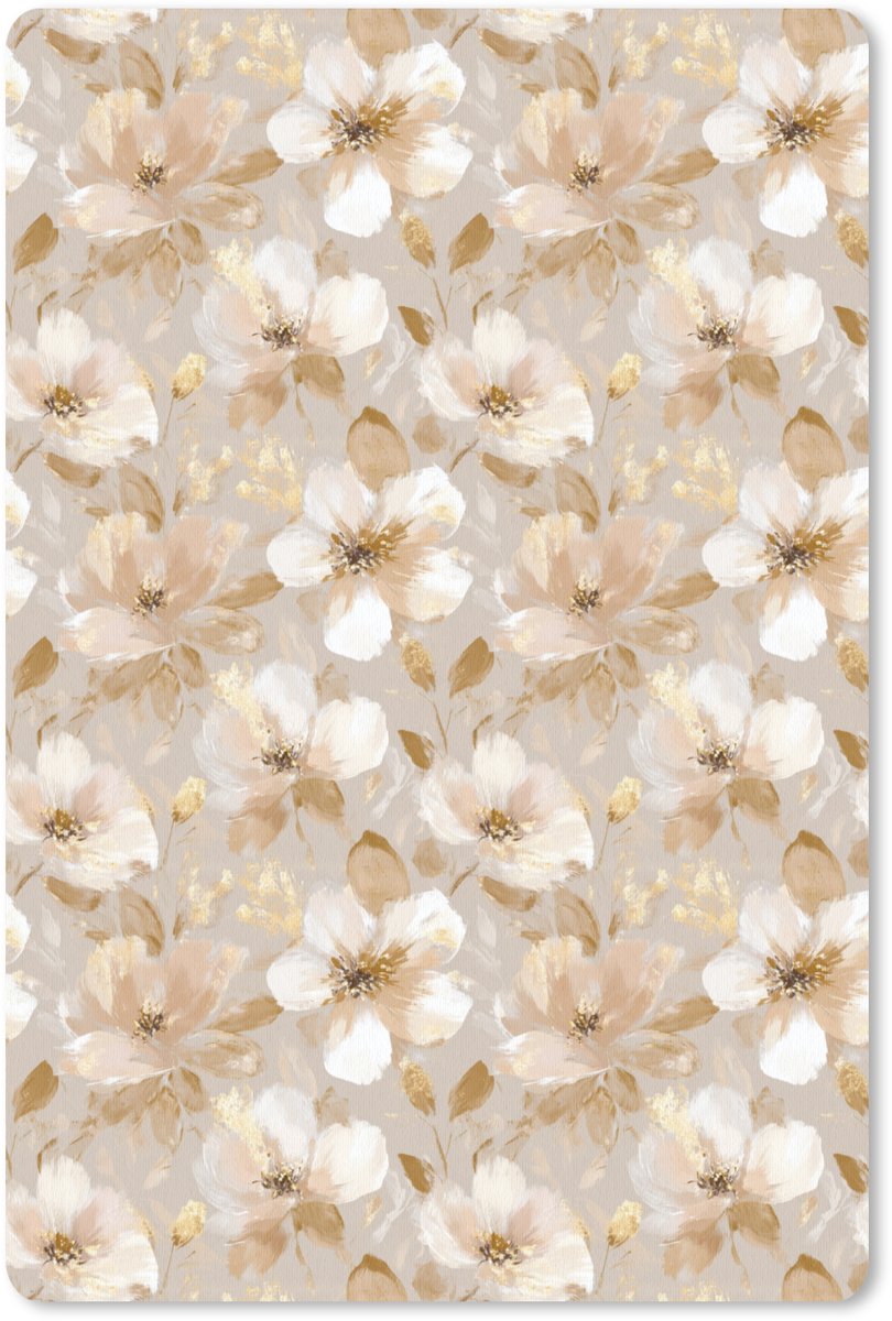 Muismat 13x20 cm - Mousepad Bloemen - artistiek - Goud - Muismatten