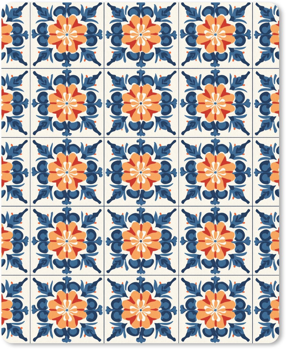 Muismat 12x16 cm - Mousepad Traditioneel - Tegel - Oranje - Muismatten