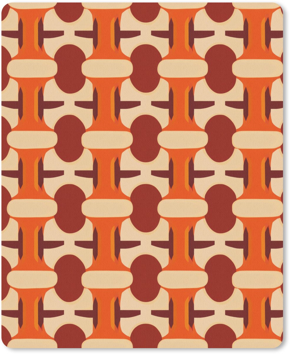 Muismat 12x16 cm - Mousepad Geometrisch - Retro - Oranje - Muismatten