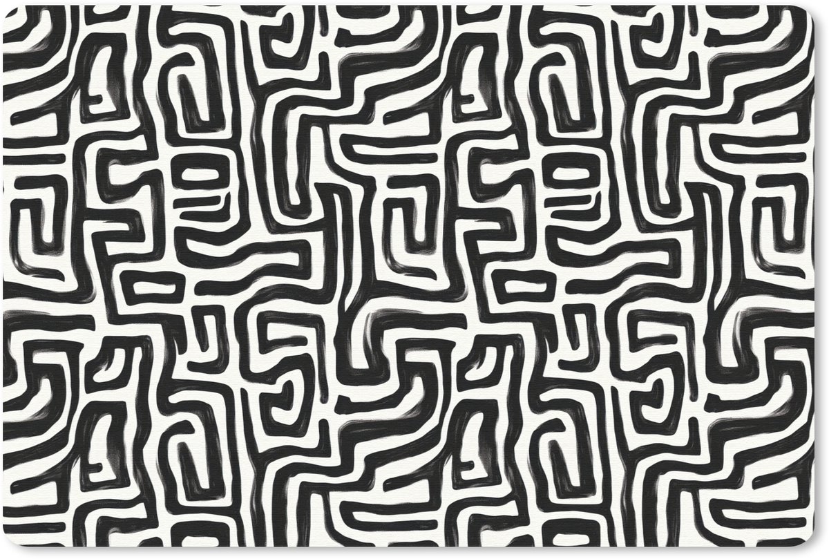 Muismat 13x8 cm - Mousepad Grafisch - Lijnen - Zwart - Wit - Muismatten