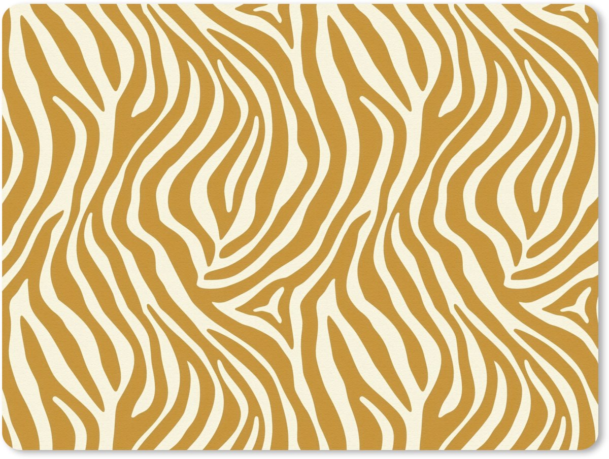 Muismat 12x10 cm - Mousepad Zebra - Klassiek - Oker - Geel - Muismatten