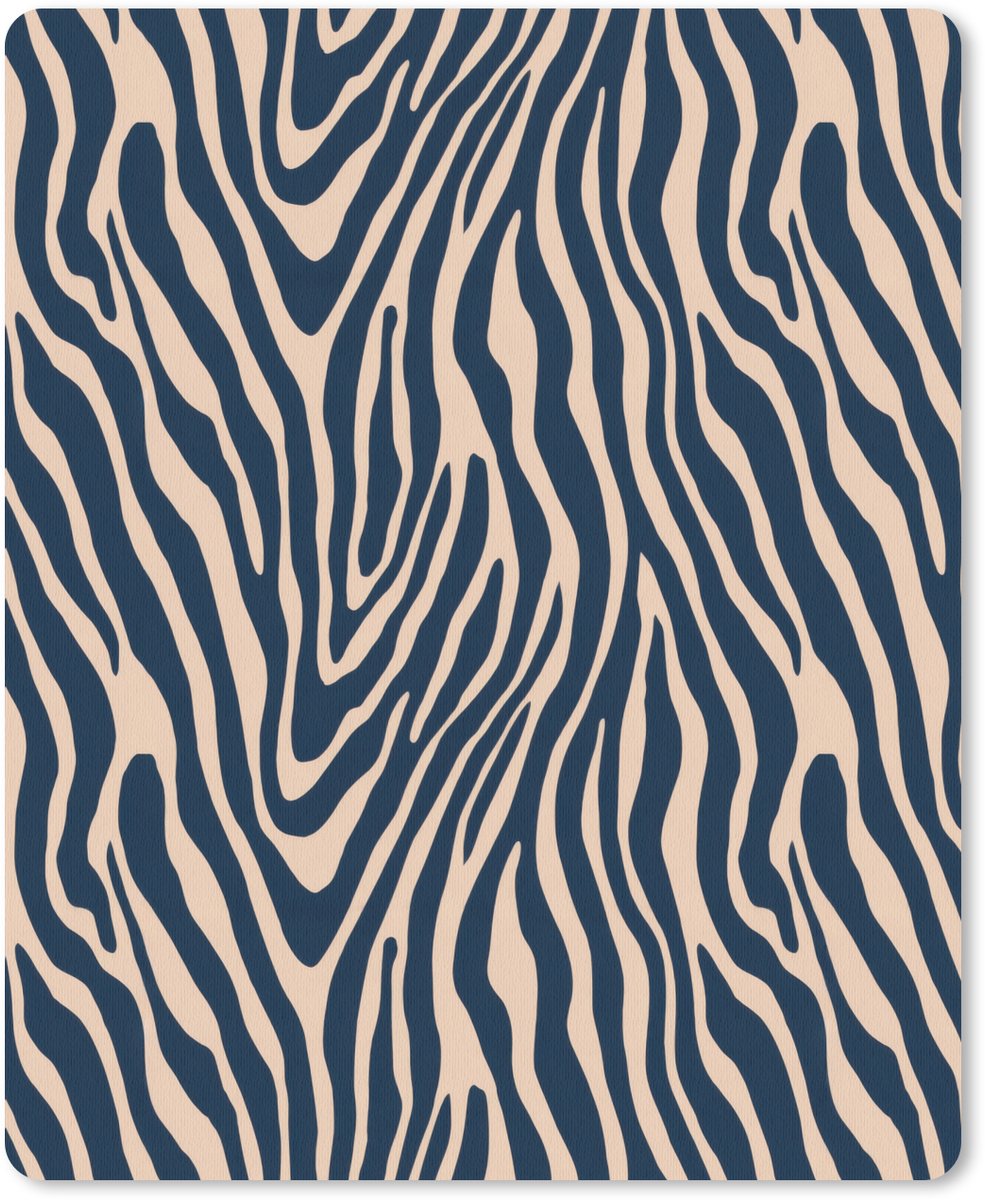 Muismat 12x16 cm - Mousepad Zebra - Patroon - Blauw - Beige - Muismatten