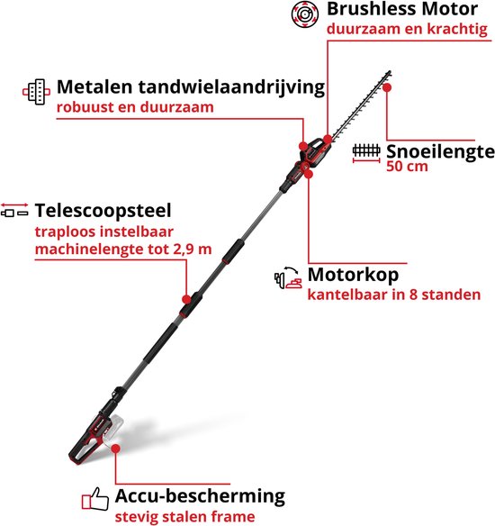 Einhell Professional Accu Telescopische Heggenschaar GP-HH 18/50 Li T BL Solo - Power X-Change - 18 V/Li-ion - Snoeilengte 50 cm - Tandafstand 25 mm - Excl. Accu en lader van Merkloos	 — afbeelding 2
