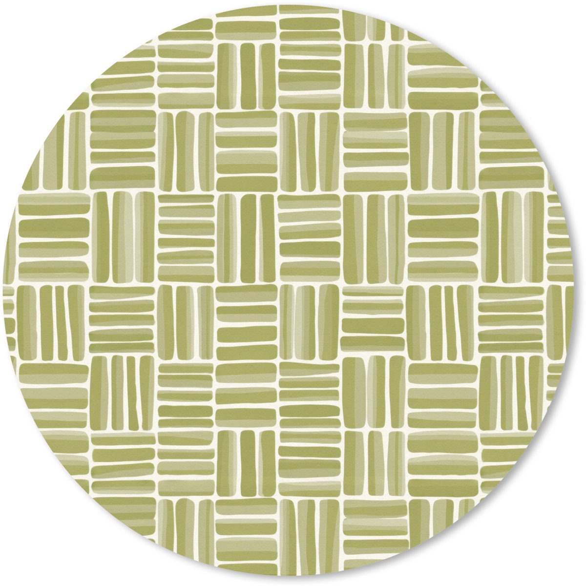 Muismat rond 40x40 cm - Mousepad Vlecht - Patroon - Groen - Ronde muismatten