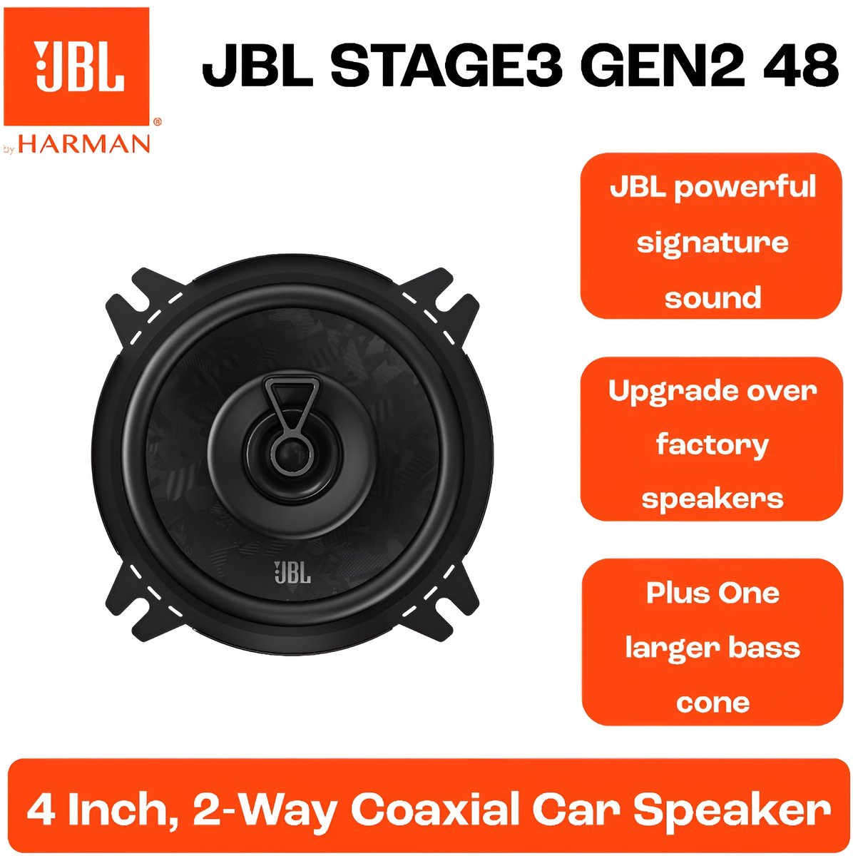 JBL Stage3 48 Autospeakers – 4 inch Coaxiaal met Grille – 50W RMS – 400W Piekvermogen – 4 Ohm – foto 7