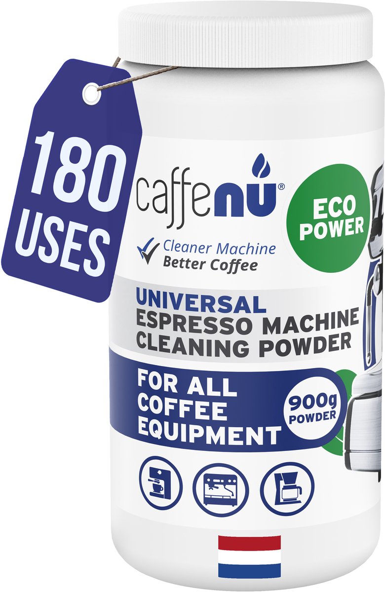 Caffenu Universele Reinigingspoeder - 900g - 180 Doseringen - Geschikt voor Professionele Espressomachines - Koffiemachine Reiniger - Verwijdert Koffieoliën & Bittere Smaken