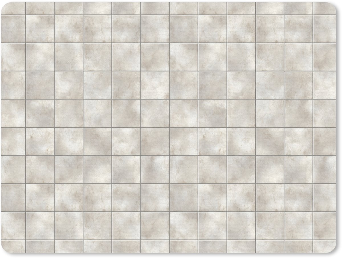 Muismat 12x10 cm - Mousepad Tegels - Natuurlijk - Grijs - Muismatten
