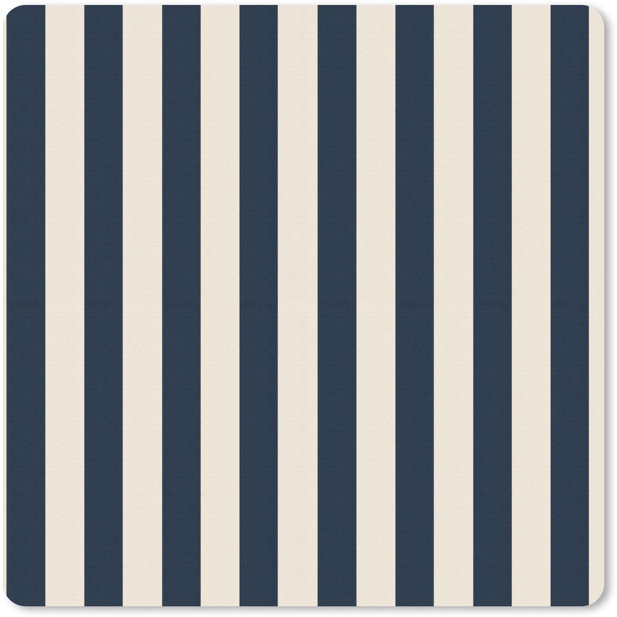 Muismat 20x20 cm - Mousepad Verticale strepen - Blauw - Crème - Muismatten