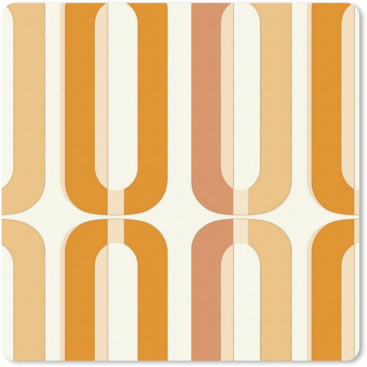 Muismat 30x30 cm - Mousepad U-vorm - Retro - Oranje - Muismatten