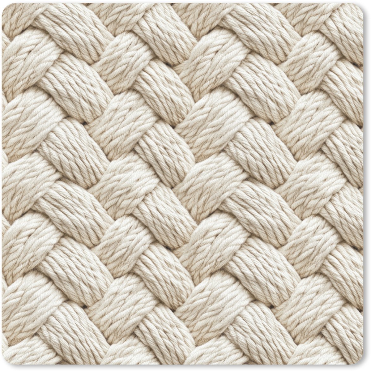 Muismat 20x20 cm - Mousepad Touw - Gebreid - Beige - Muismatten