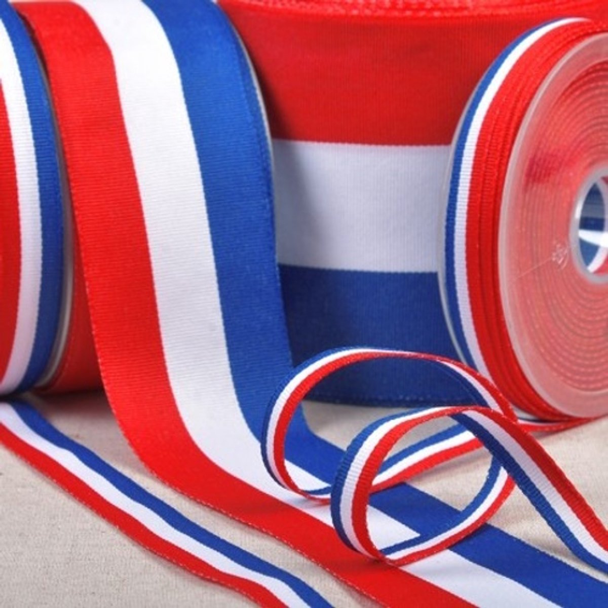 Lint Rood Wit Blauw 25 mm rol 24 meter